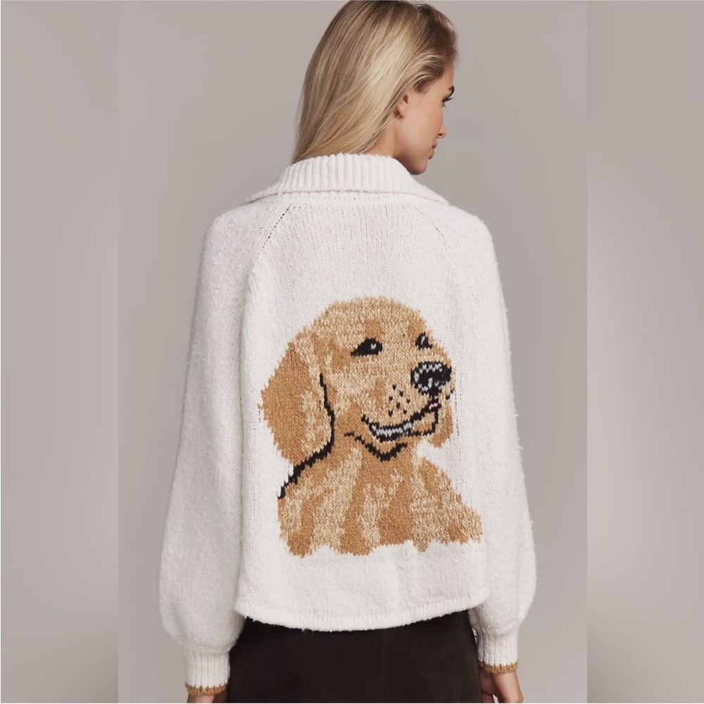 Anthropologie The Jesse Dog Icon Cardigan Sweater by Pilcro Golden Retriever - Picture 3 of 15